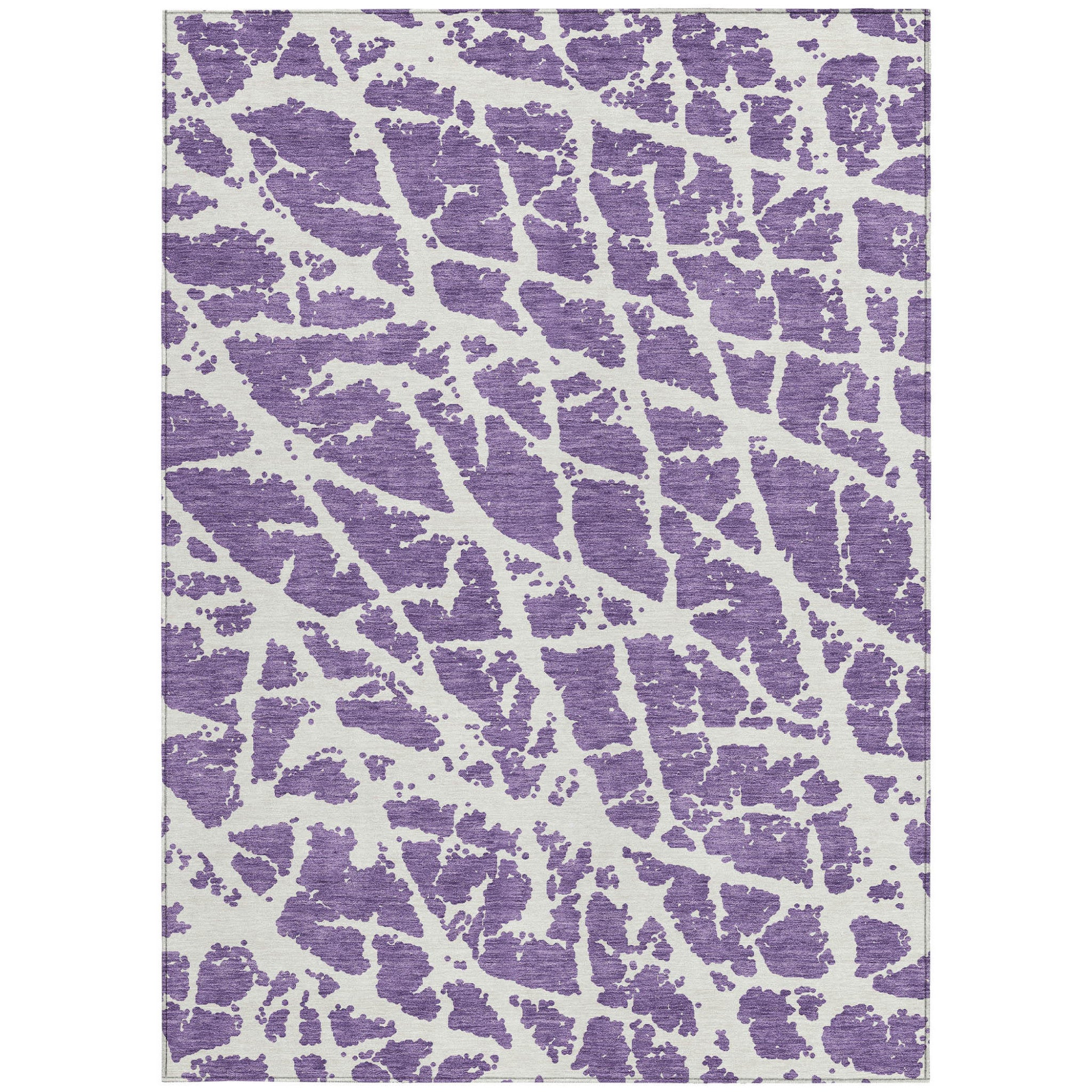 3' X 5' Purple and White Abstract Washable Non Skid Indoor Outdoor Area Rug-3