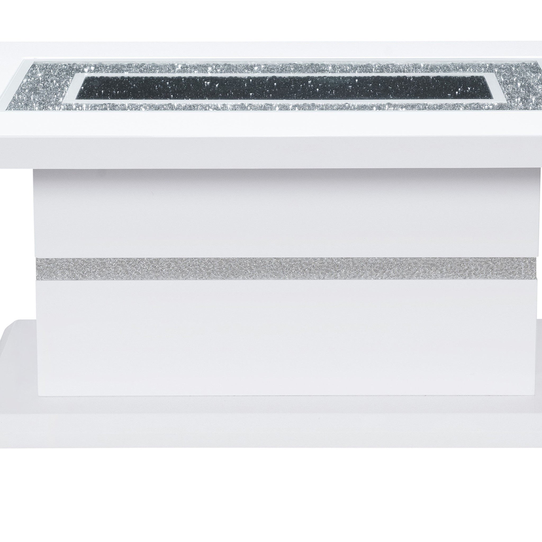 52" White Wood And Faux Crystal Pedestal Coffee Table-6