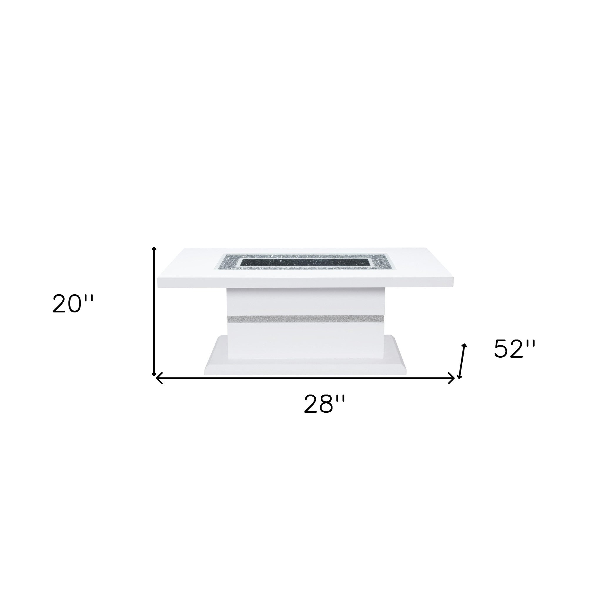 52" White Wood And Faux Crystal Pedestal Coffee Table-7