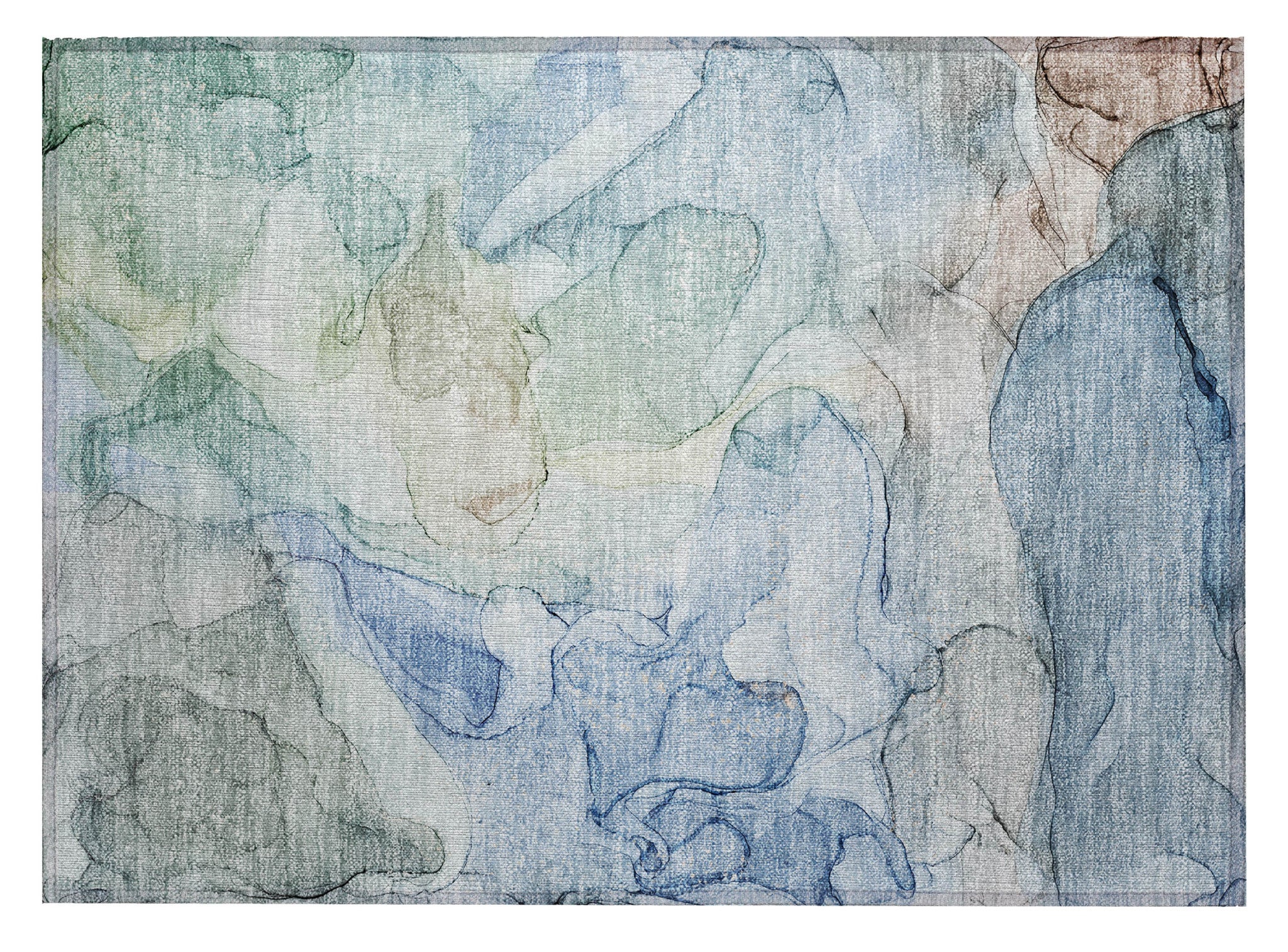 2' X 3' Blue Abstract Washable Non Skid Indoor Outdoor Area Rug-1