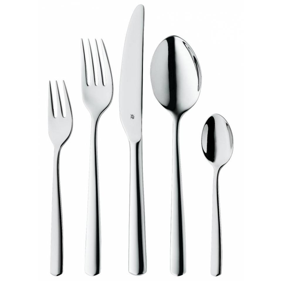 WMF Zestaw sztućców WMF Boston dla 12 osób, sztućce 60 sztuk, nóż monoblokowy, polerowana stal nierdzewna Cromargan, błyszcząca, można myć w zmywarce (11.2000.9999)-0