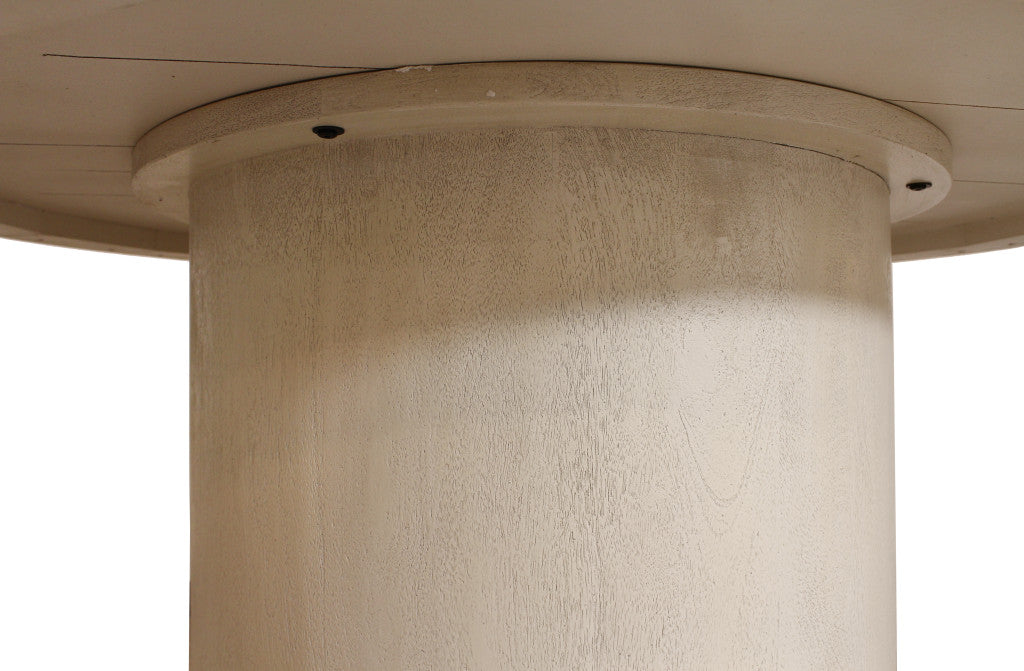 60" Natural and Brown Rounded Solid Wood Pedestal Base Dining Table-6