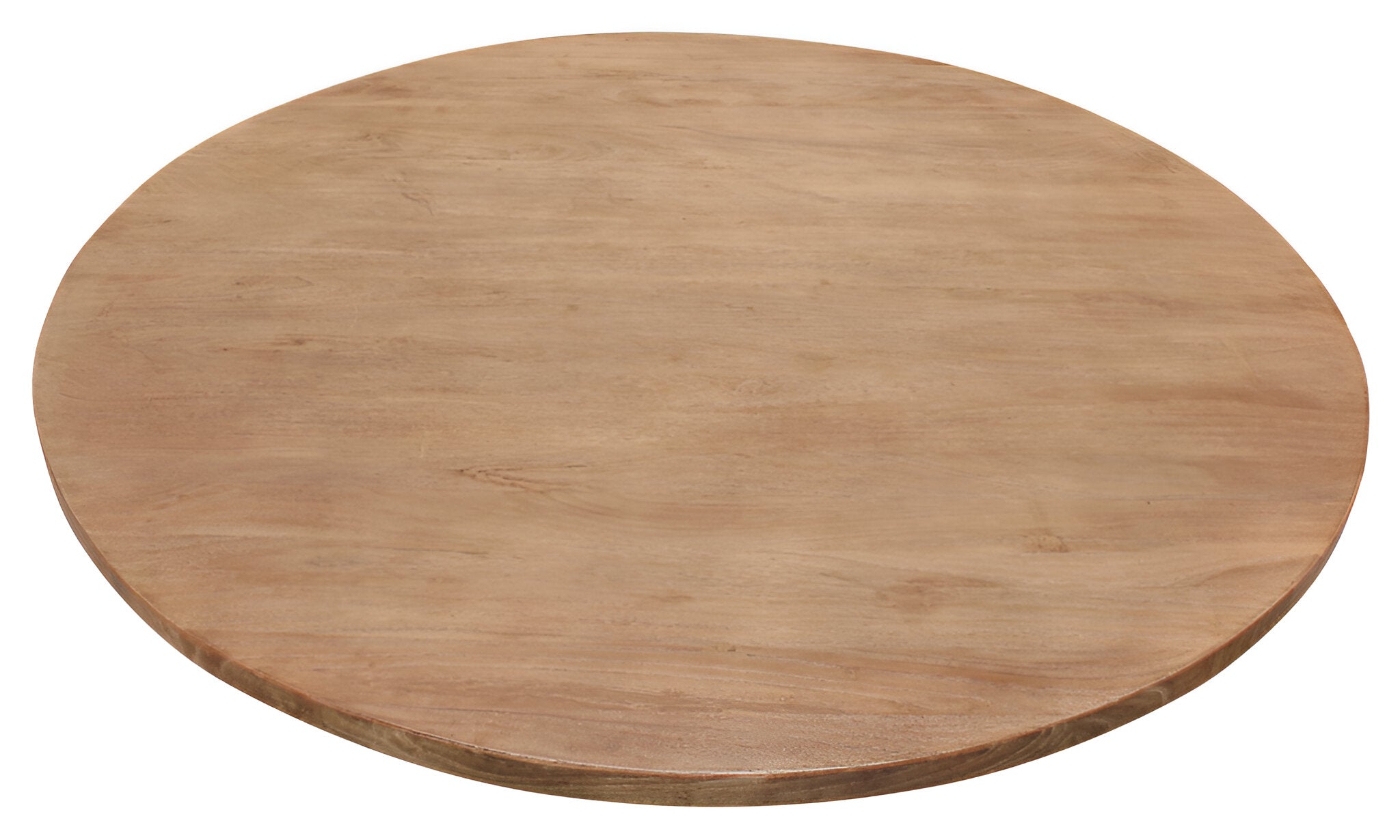 60" Natural And Black Rounded Solid Wood And Iron Pedestal Base Dining Table-2