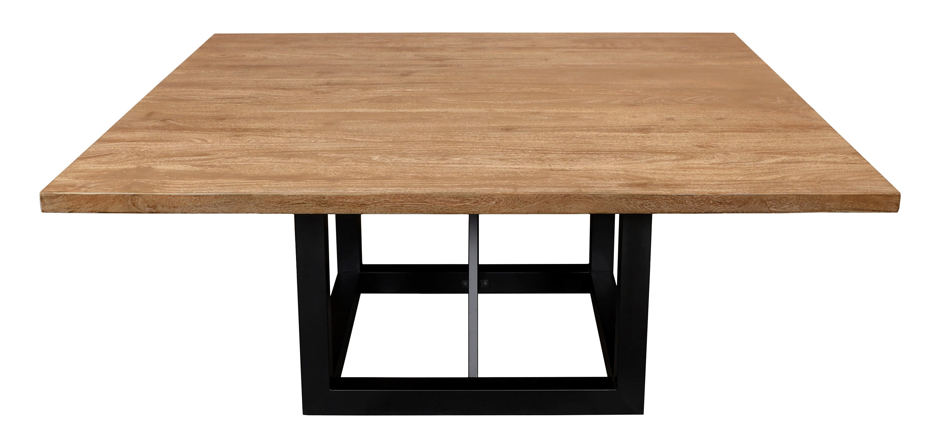 60" Natural and Black Solid Wood And Iron Frame Base Square Dining Table-2