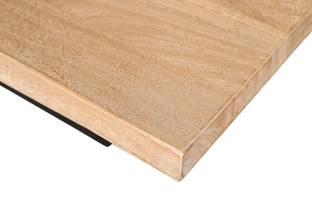 60" Natural and Black Solid Wood And Iron Frame Base Square Dining Table-6