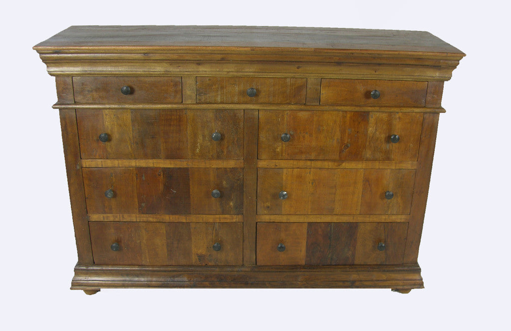 60" Brown Reclaimed Wood Nine Drawer Double Dresser-2