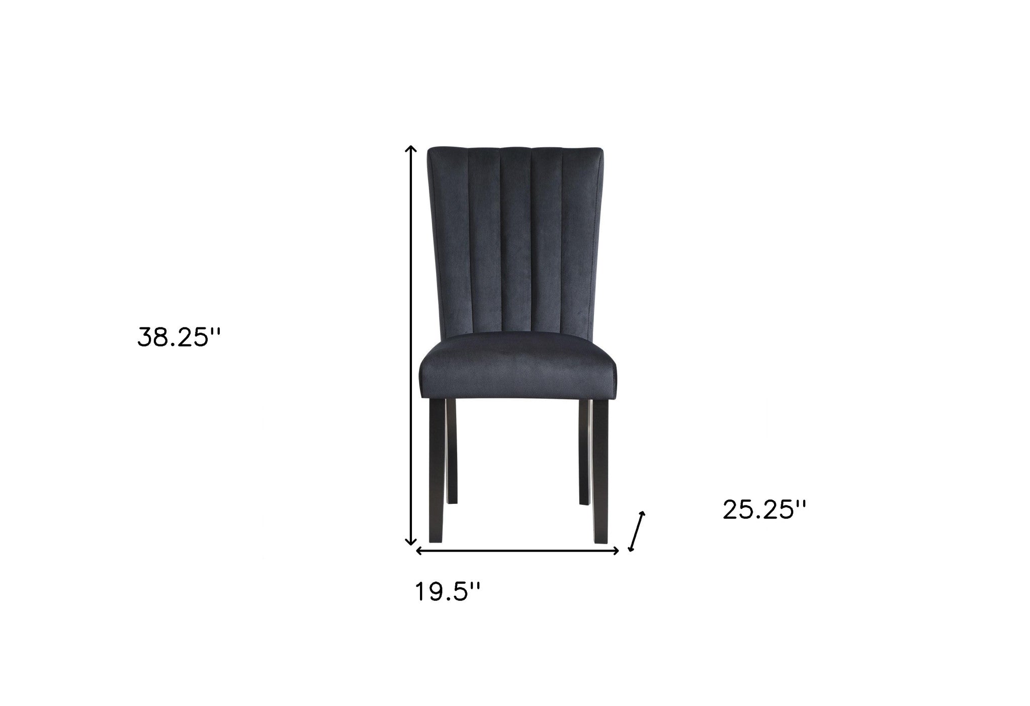 Set of Two Black Upholstered Velvet Dining Side Chairs-6