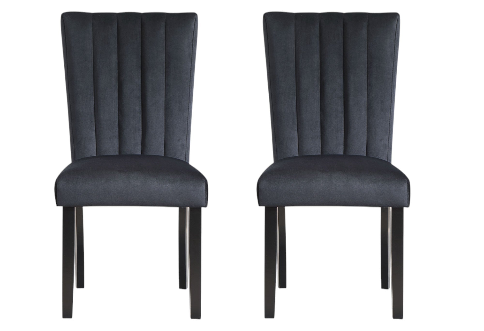 Set of Two Black Upholstered Velvet Dining Side Chairs-1