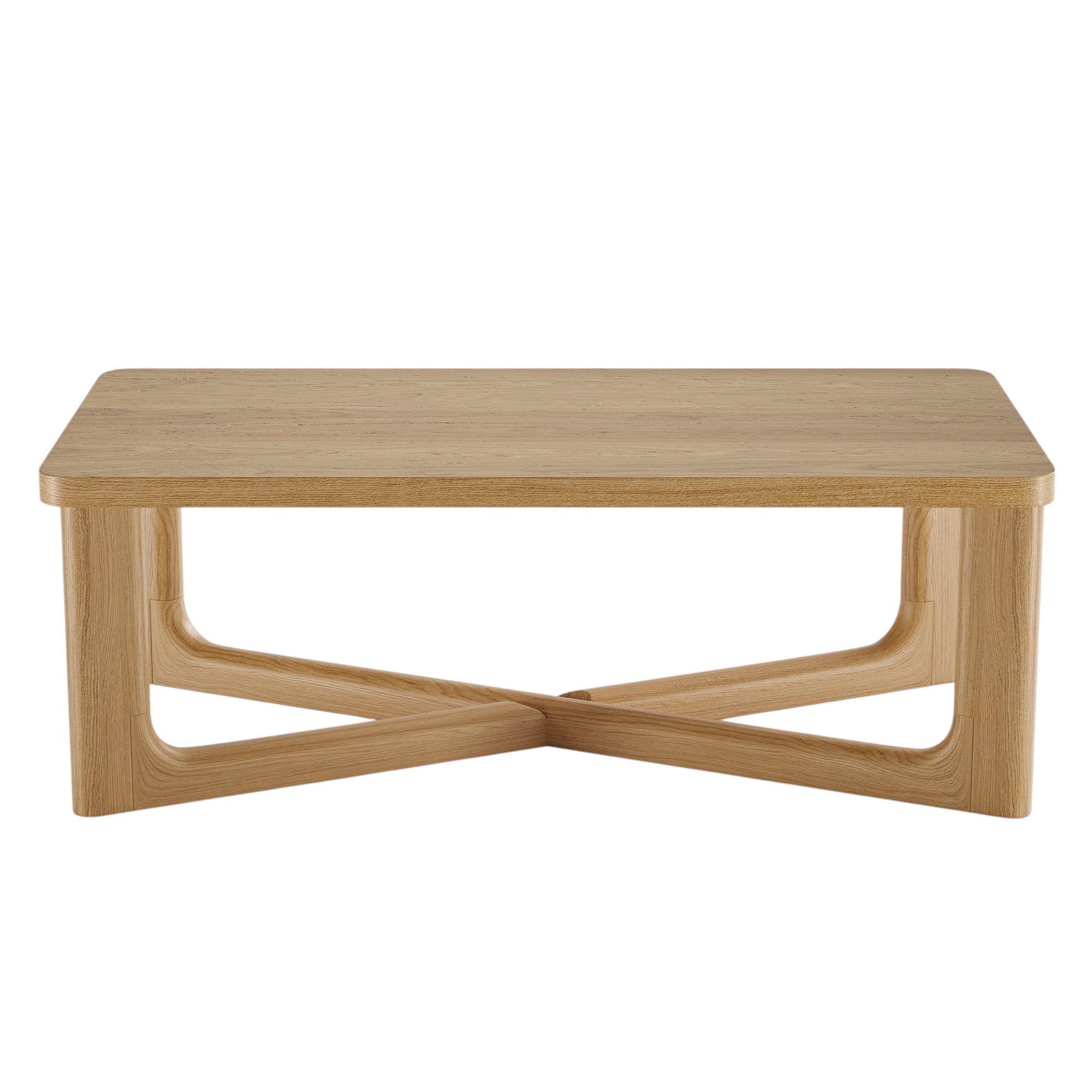 50" Natural Solid Wood Cross Legs Coffee Table-1