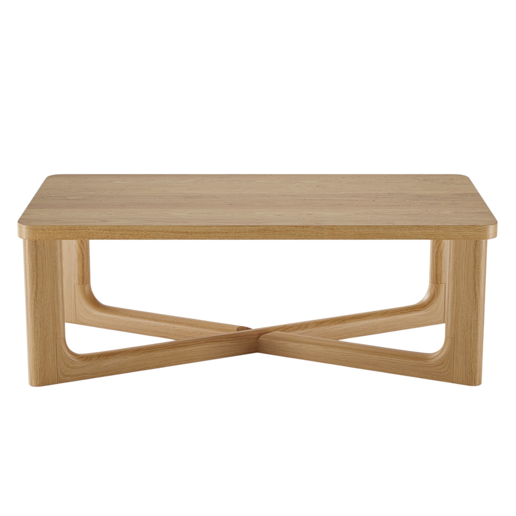 50" Natural Solid Wood Cross Legs Coffee Table-3