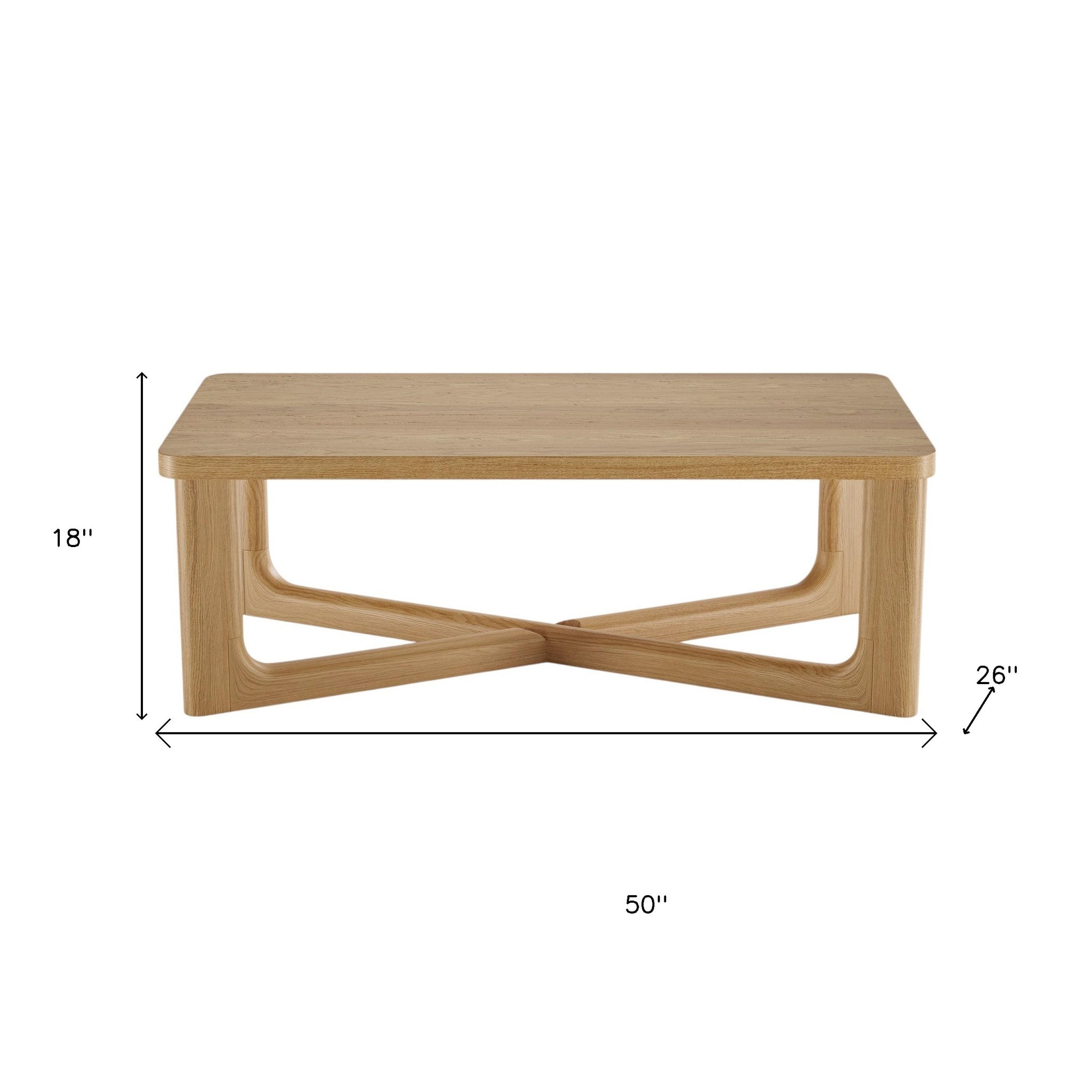 50" Natural Solid Wood Cross Legs Coffee Table-7