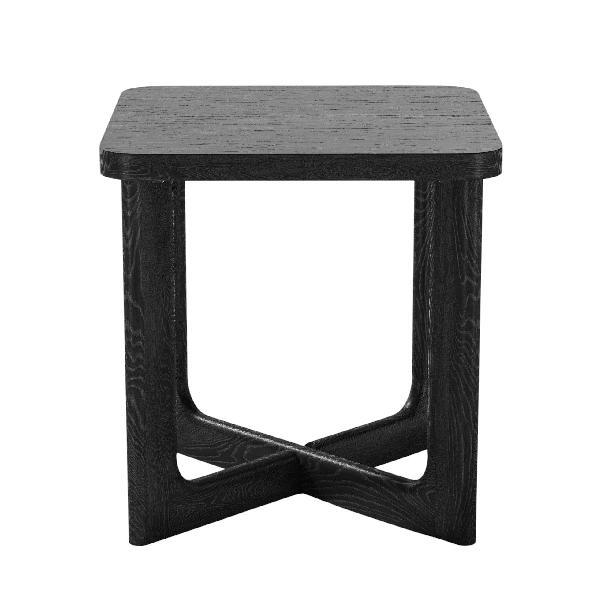 24" Black Solid Wood Square End Table-1