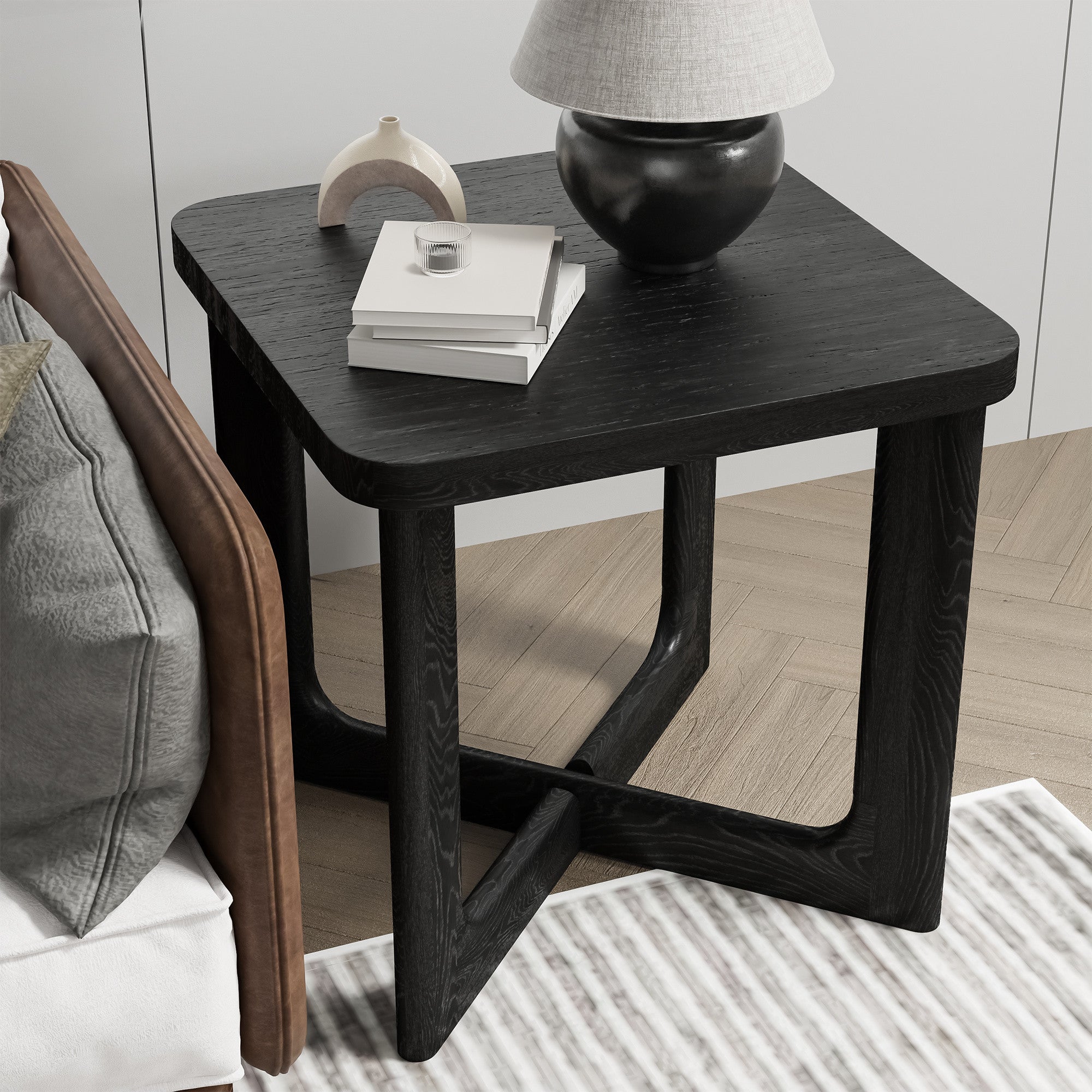 24" Black Solid Wood Square End Table-6