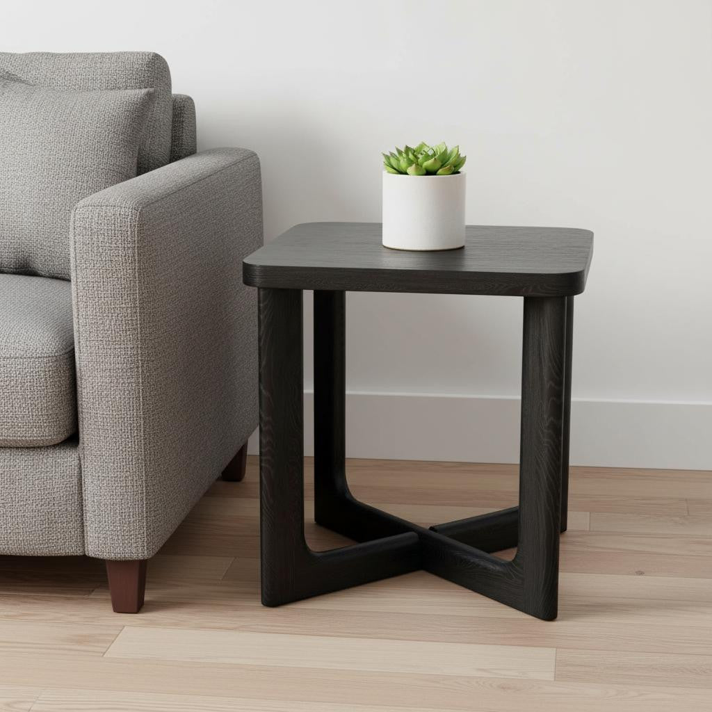 24" Black Solid Wood Square End Table-0