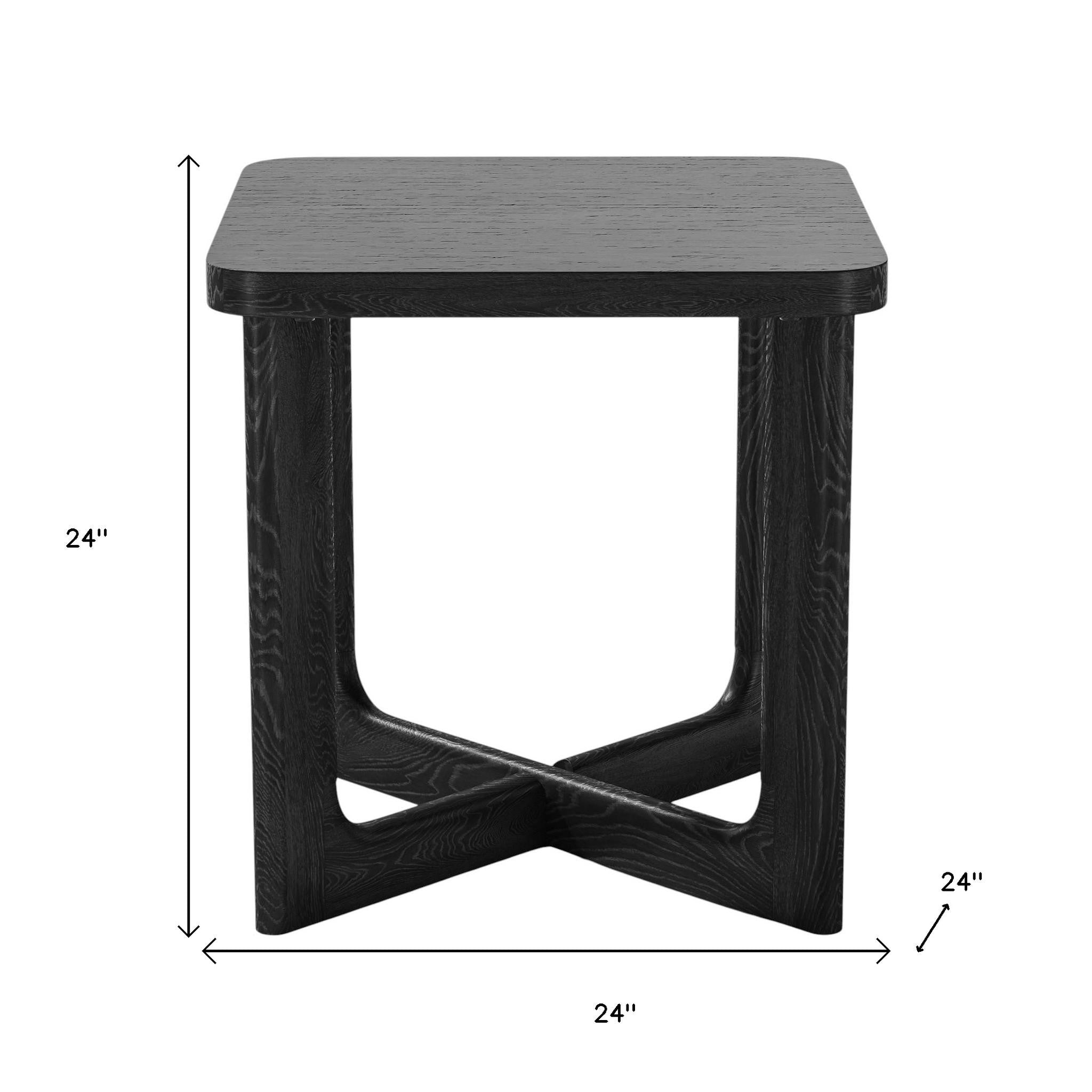 24" Black Solid Wood Square End Table-8