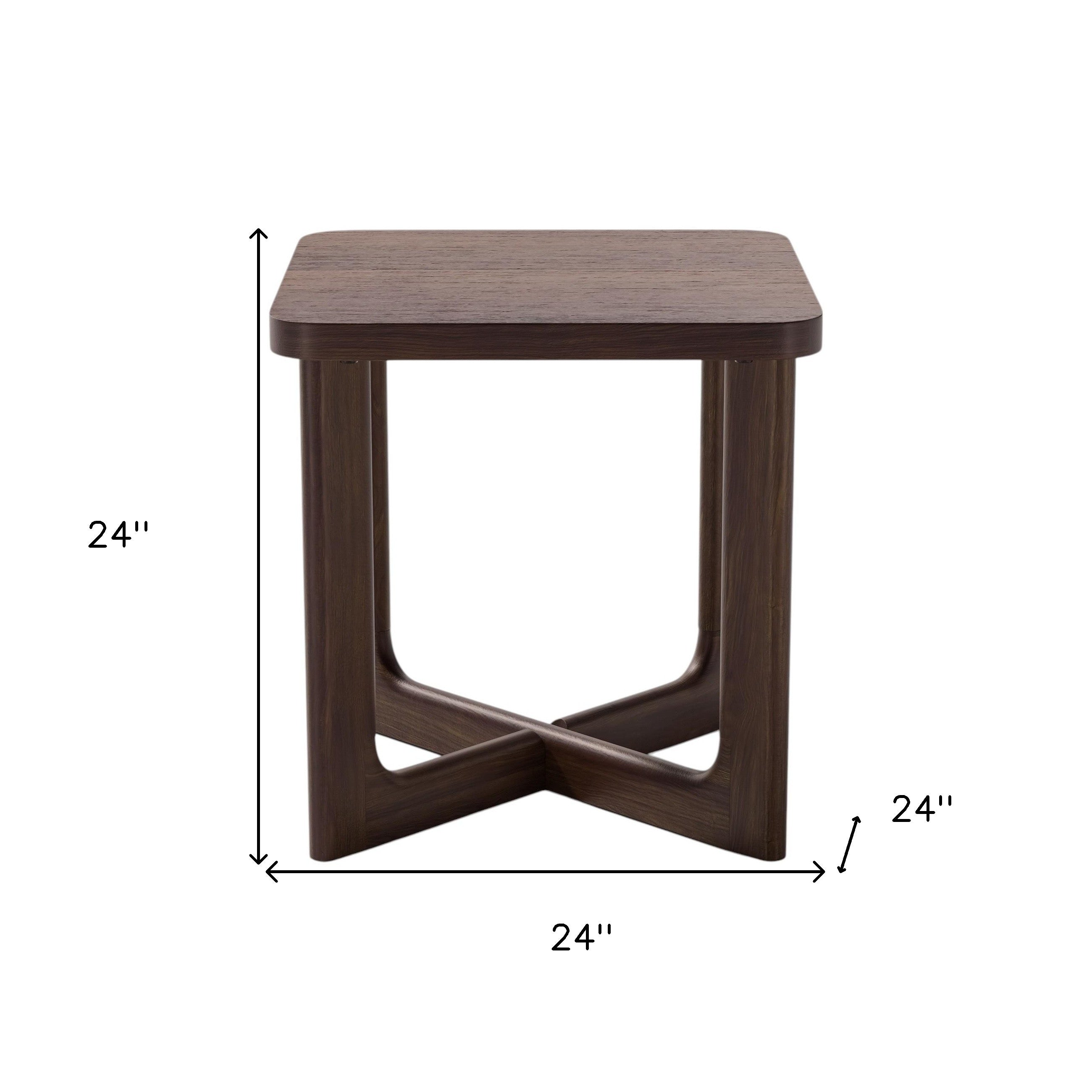 24" Brown Solid Wood Square Cross Legs End Table-6