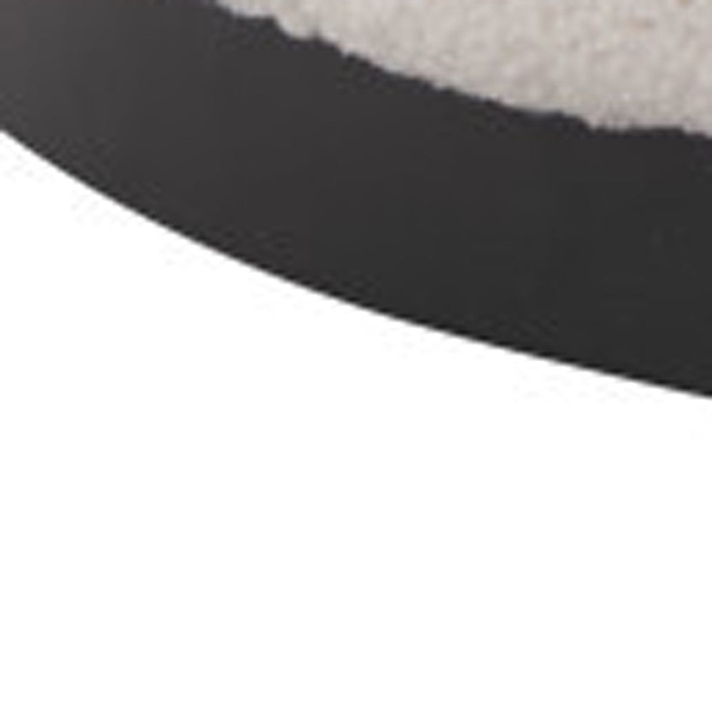 36" Cream And Black Faux Shearling And Upholstered Barrel Chair-6