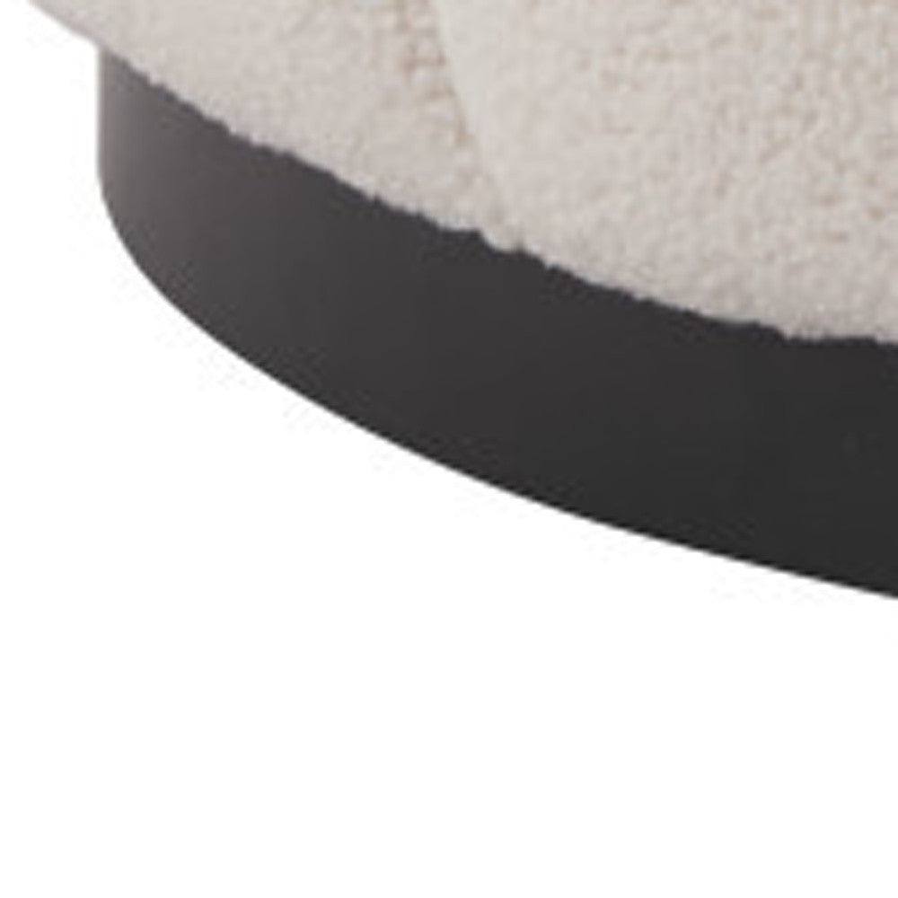 36" Cream And Black Faux Shearling And Upholstered Barrel Chair-7