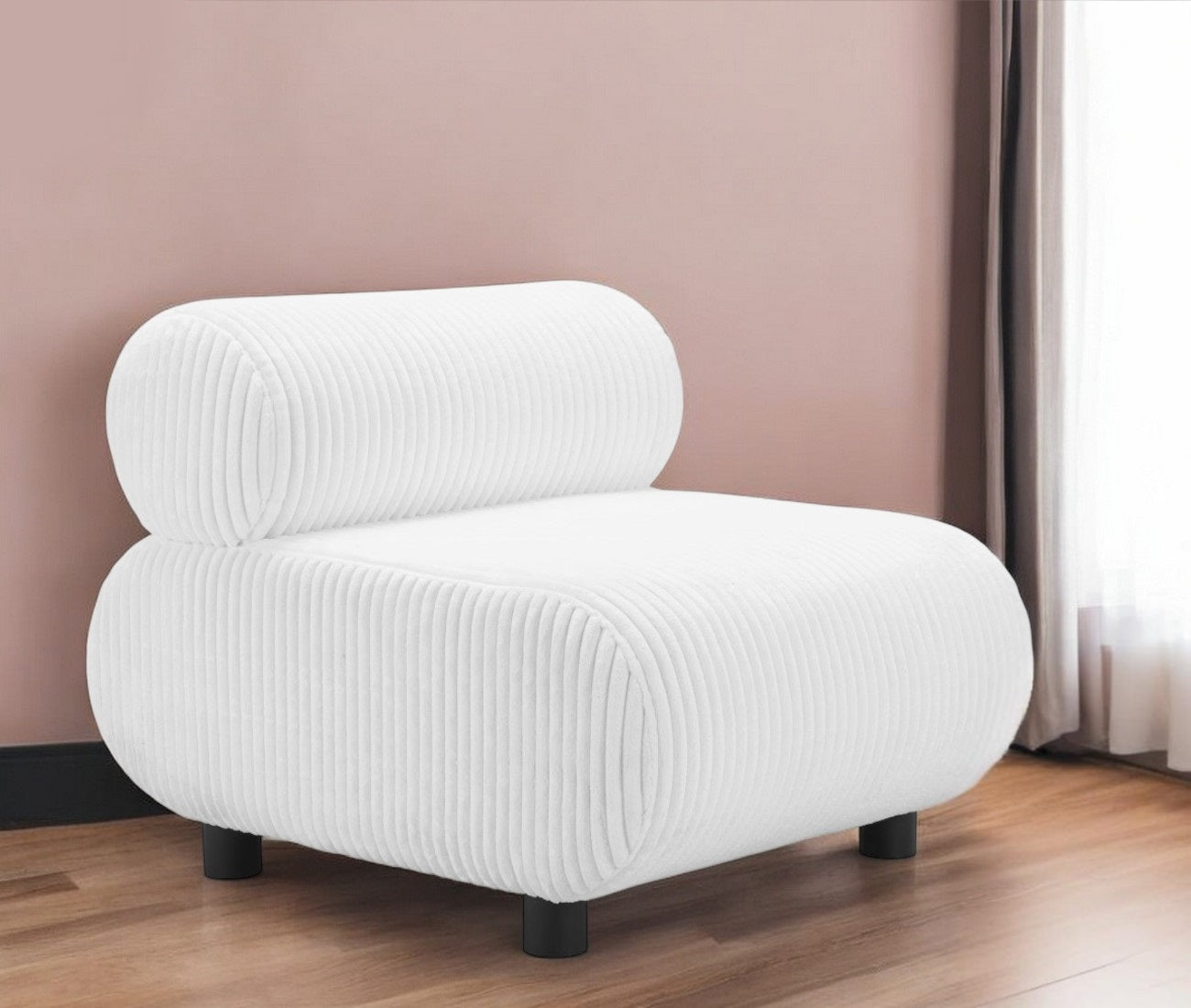 31" White And Black Corduroy And Upholstered Side Chair-1