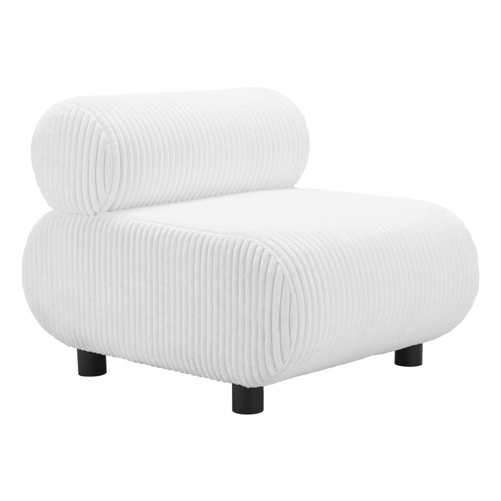 31" White And Black Corduroy And Upholstered Side Chair-0