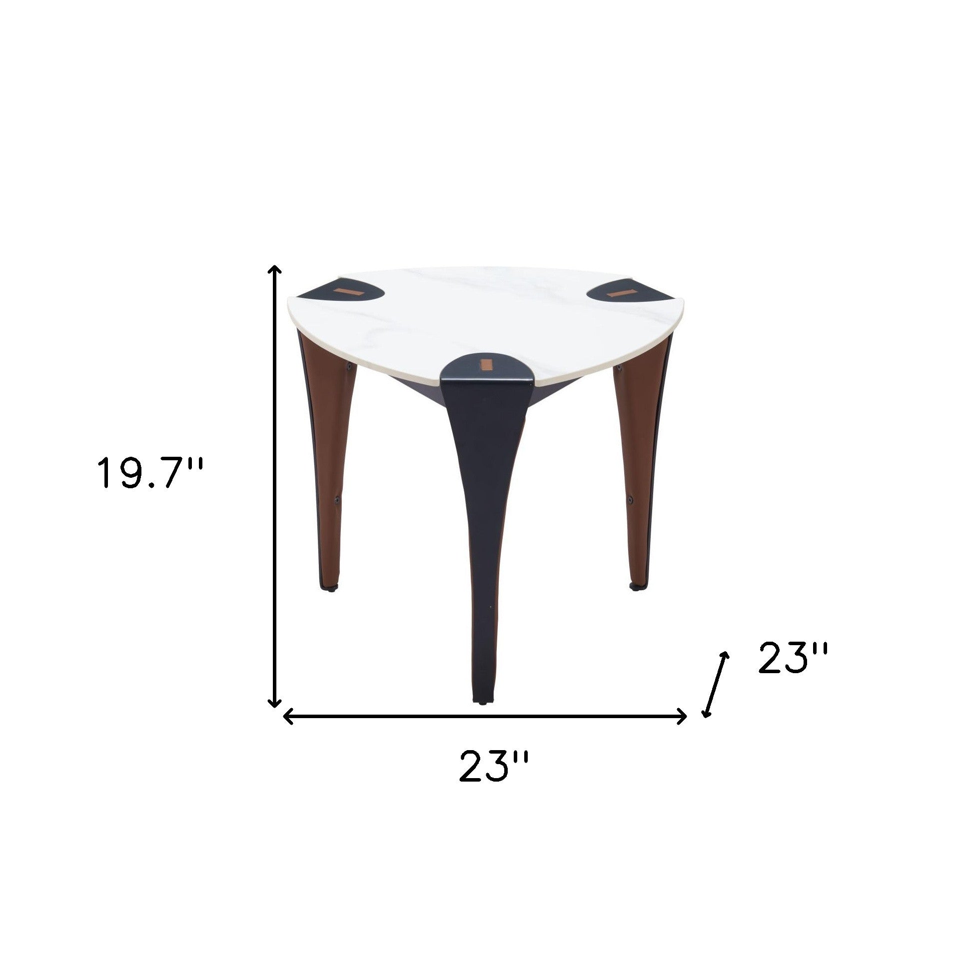 20" White Faux Marble and Steel End Table-8