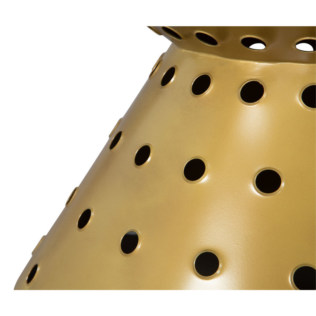 30" Gold Iron Round Pedestal Coffee Table-4