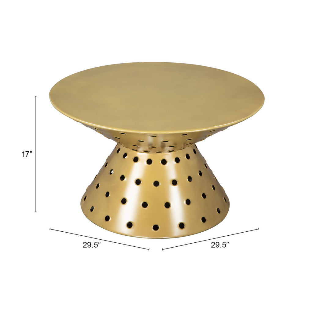 30" Gold Iron Round Pedestal Coffee Table-7