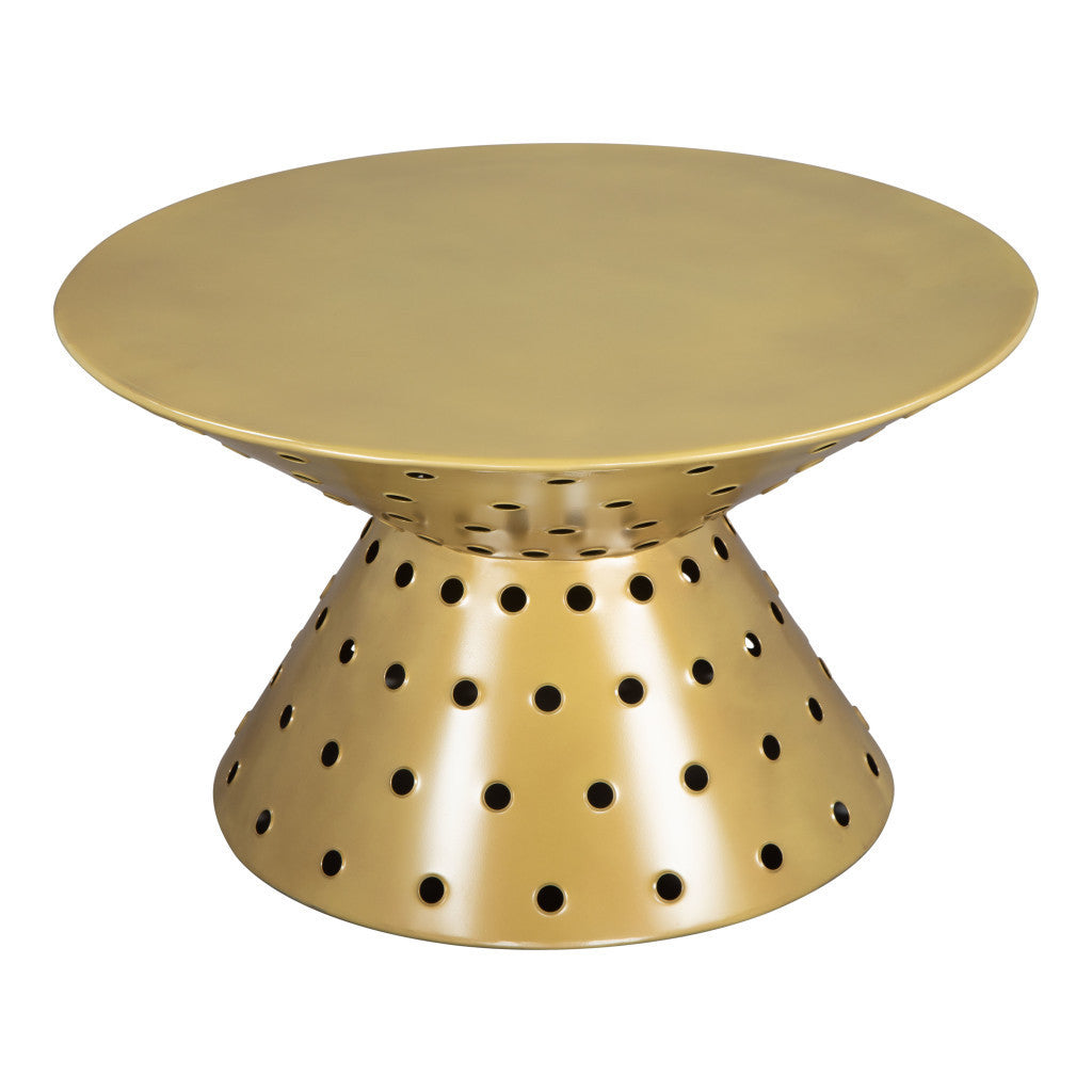 30" Gold Iron Round Pedestal Coffee Table-5