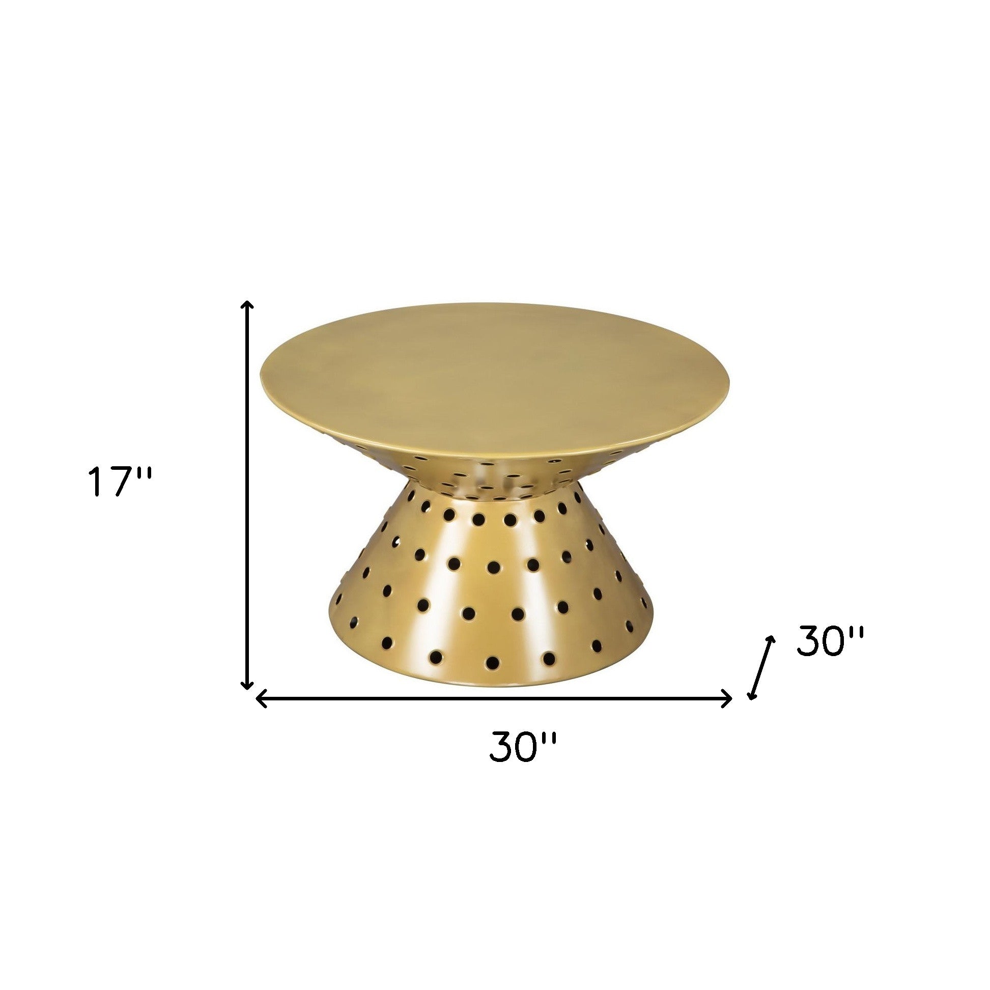 30" Gold Iron Round Pedestal Coffee Table-8