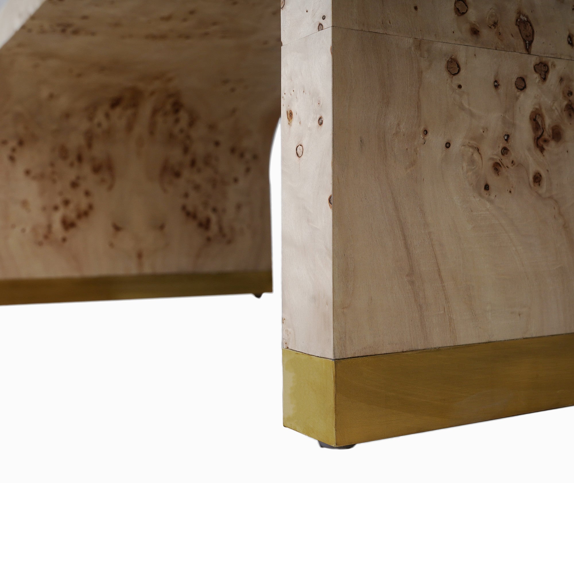 24" Natural And Brass Wood And Brass Oval Coffee Table-7