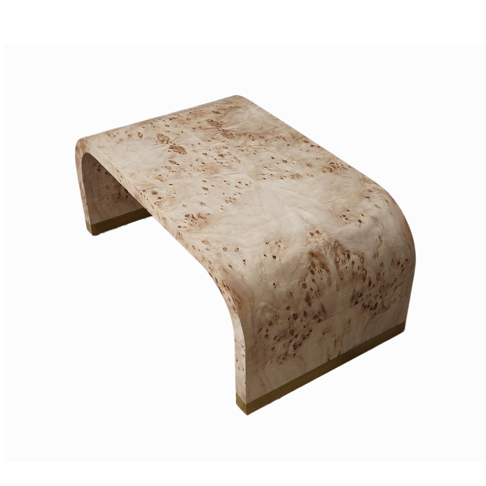 24" Natural And Brass Wood And Brass Oval Coffee Table-3