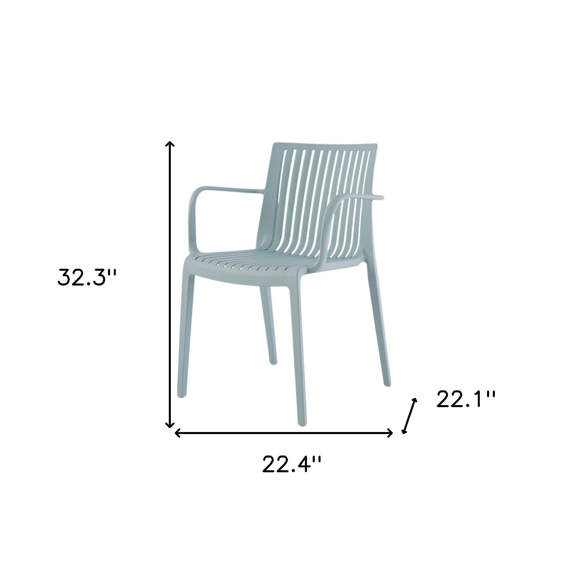 Set of Two Baby Blue Heavy Duty Plastic Outdoor Stacking Arm Chairs-6