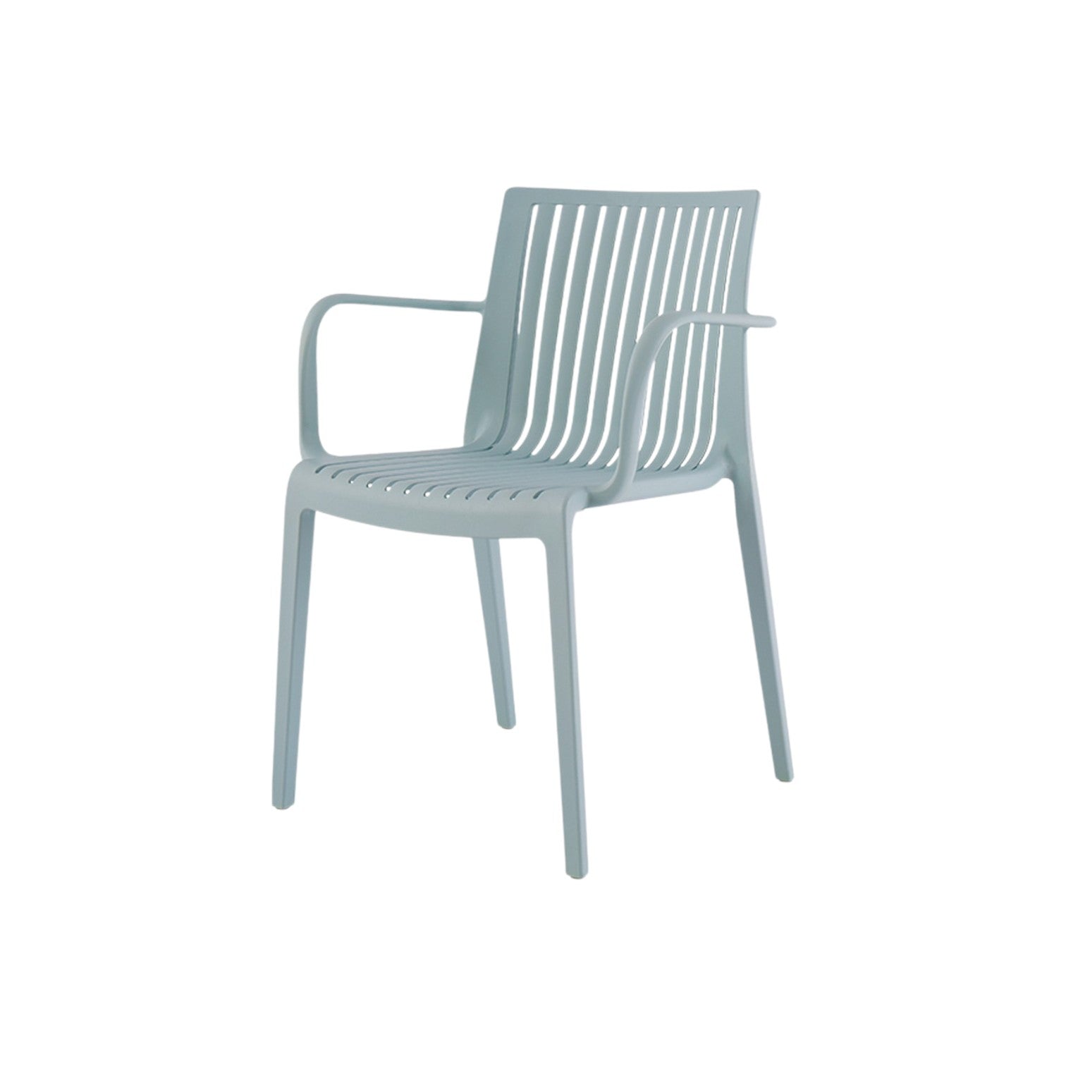Set of Two Baby Blue Heavy Duty Plastic Outdoor Stacking Arm Chairs-2