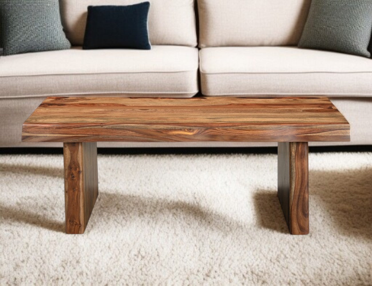 51" Brown Solid Wood Live Edge Coffee Table-0