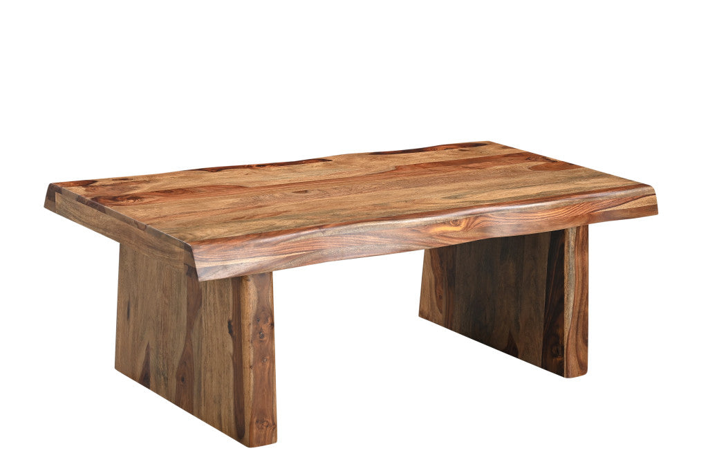 51" Brown Solid Wood Live Edge Coffee Table-1