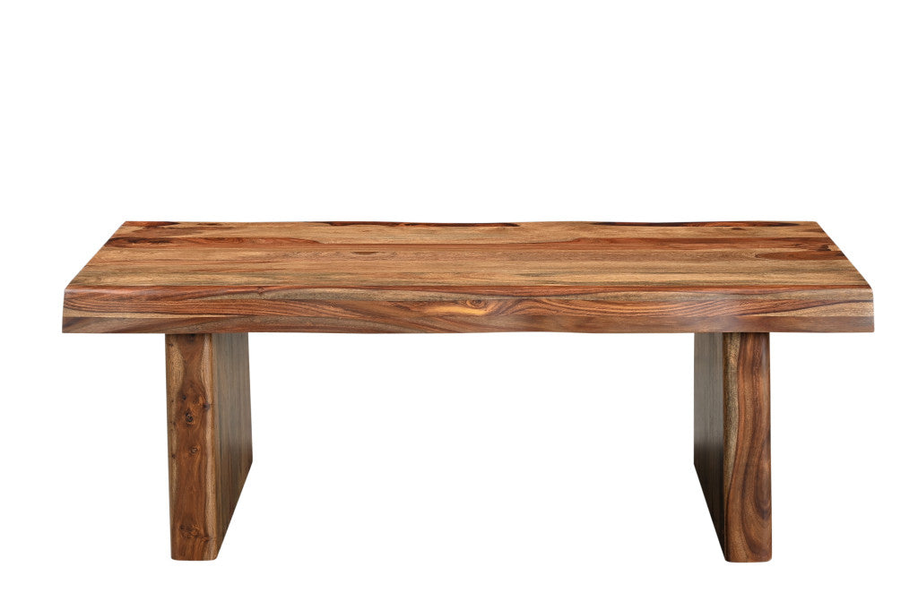 51" Brown Solid Wood Live Edge Coffee Table-2