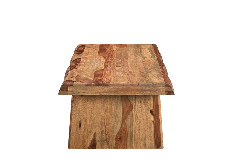 51" Brown Solid Wood Live Edge Coffee Table-3