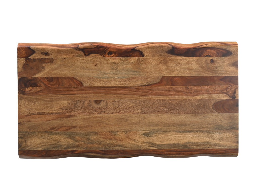 51" Brown Solid Wood Live Edge Coffee Table-4
