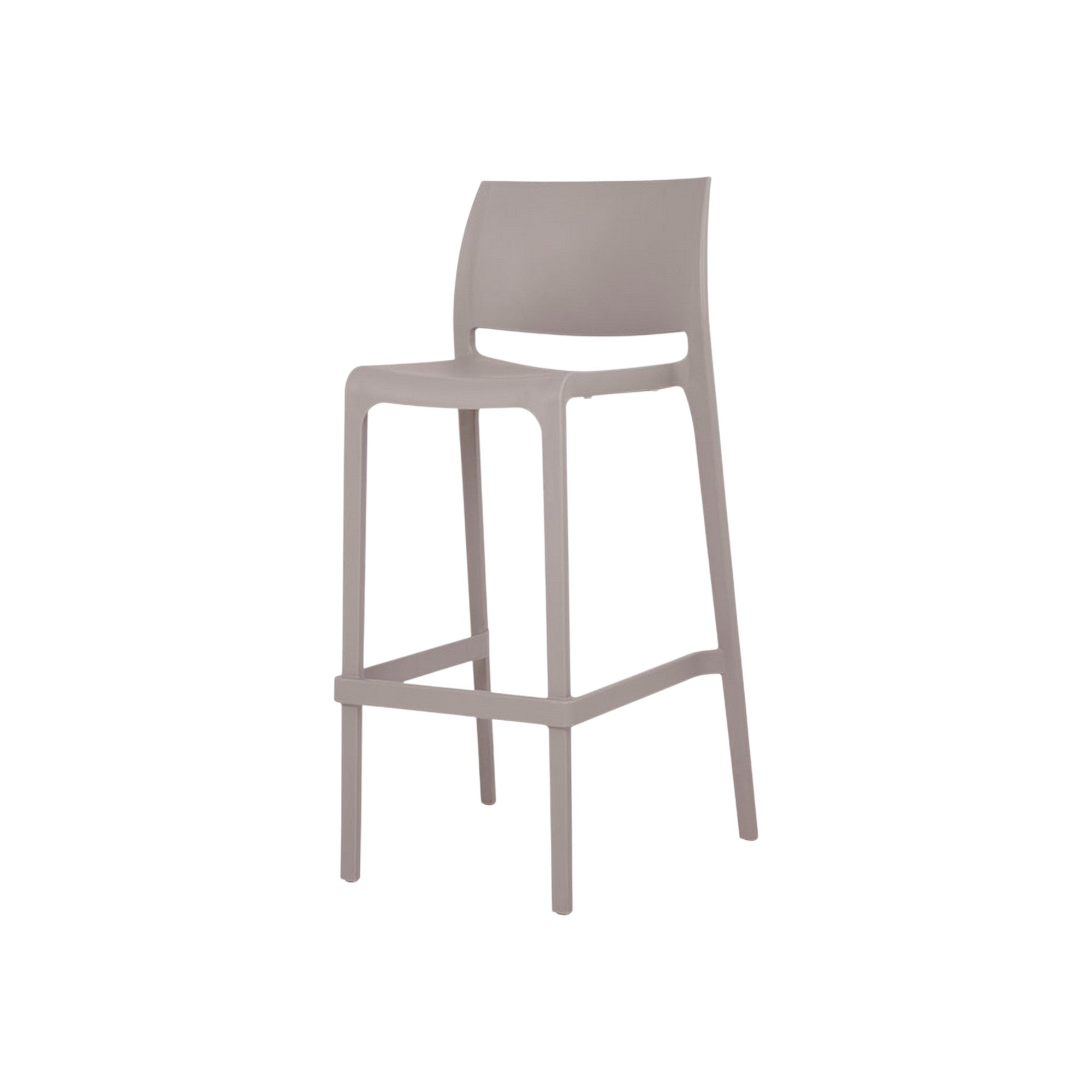Set of Two 30" Taupe Heavy Duty Plastic Low Back Outdoor Bar Height Chairs-2