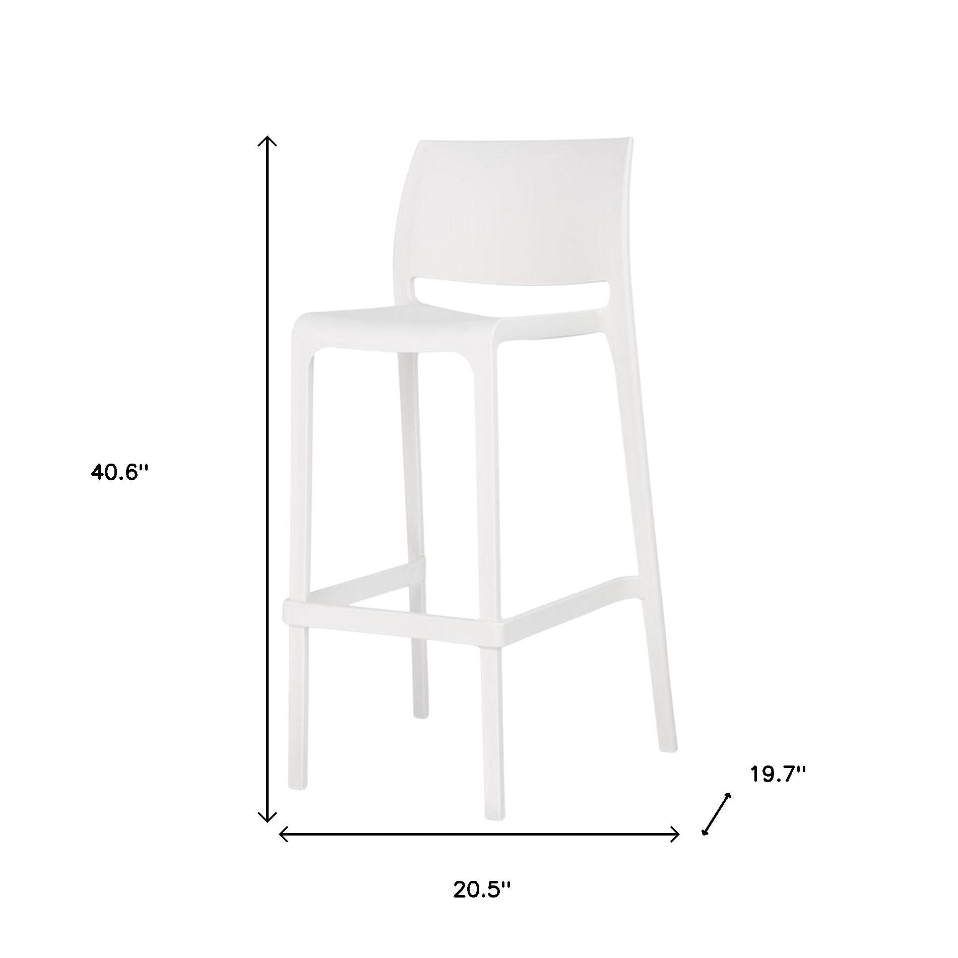 Set of Two 30" White Heavy Duty Plastic Low Back Outdoor Bar Height Chairs-8