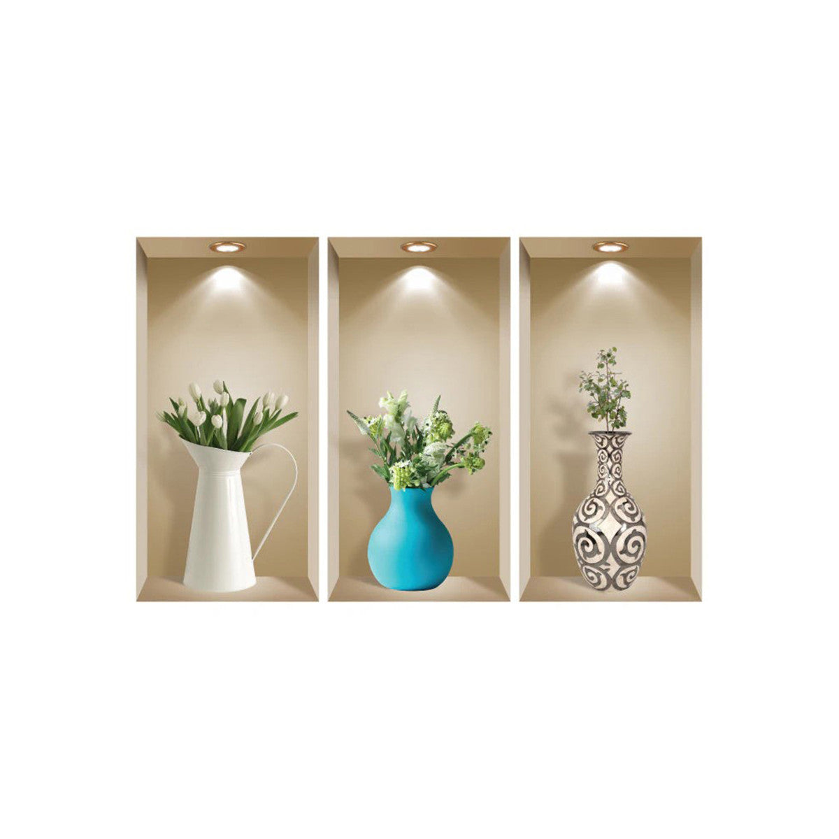 Set of Three Ada Faux Niche 3D Peel and Stick Wall Decals-2