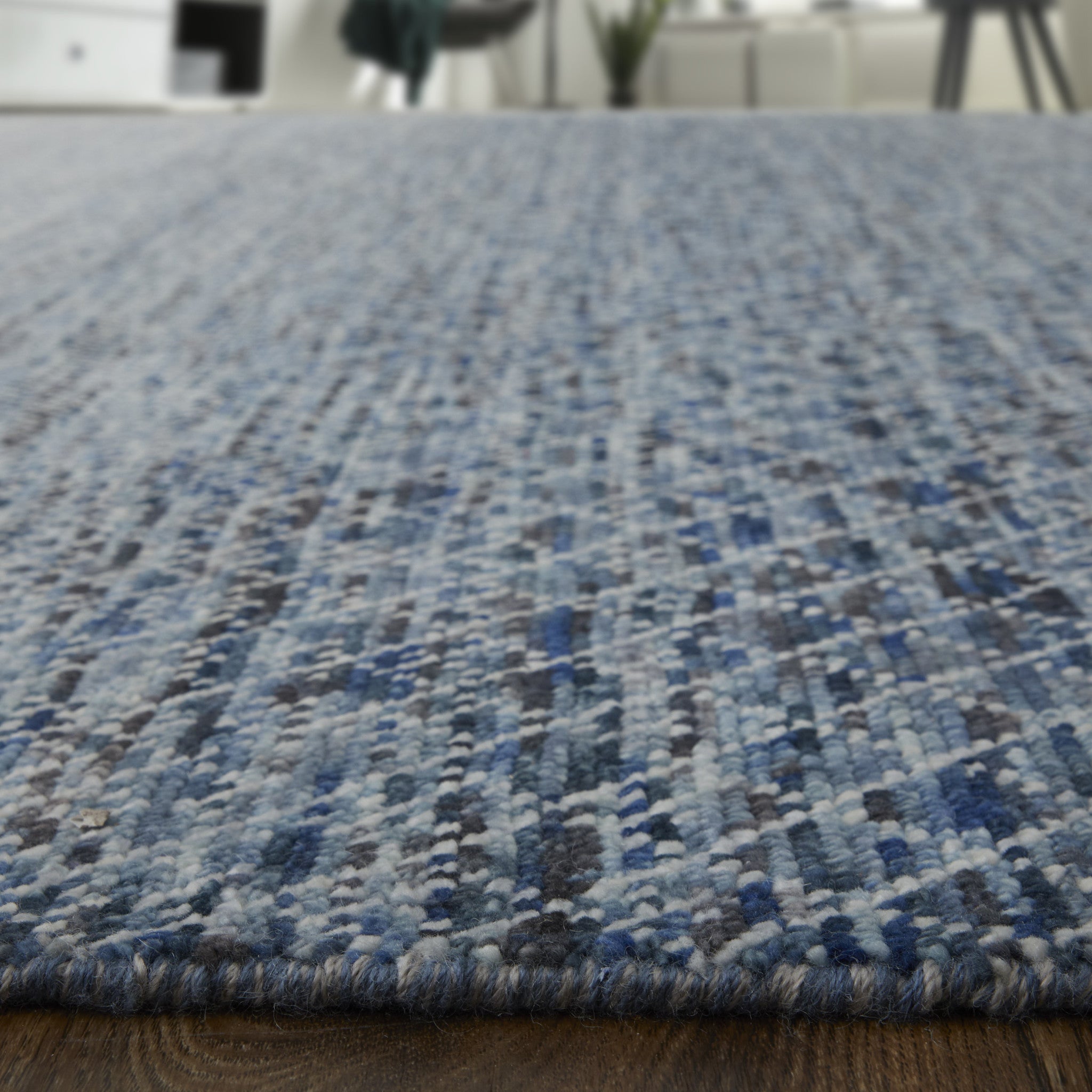 2' X 3' Ivory Gray and Blue Wool Hand Knotted Area Rug With Fringe-6