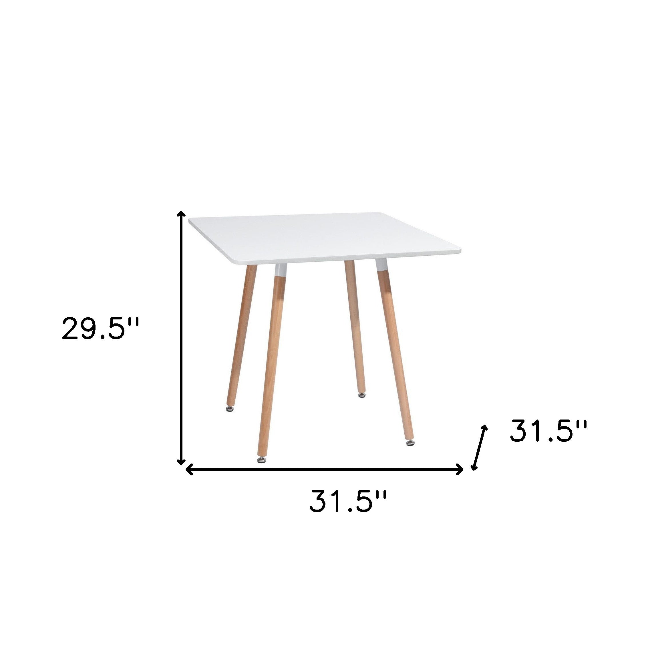32" White and Natural Wood and Solid Wood Square Dining Table-8