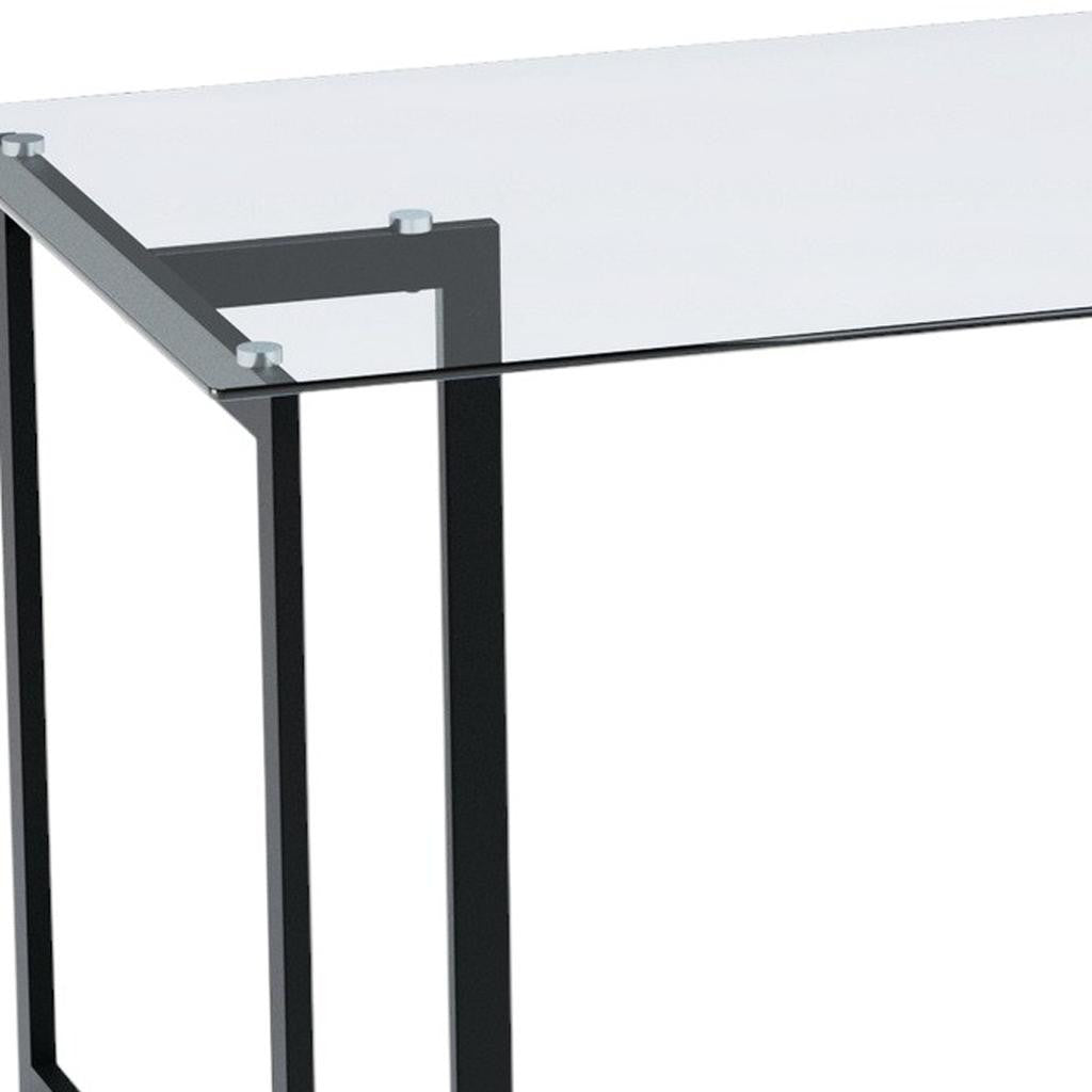 55" Clear And Black Glass And Metal Dining Table-5
