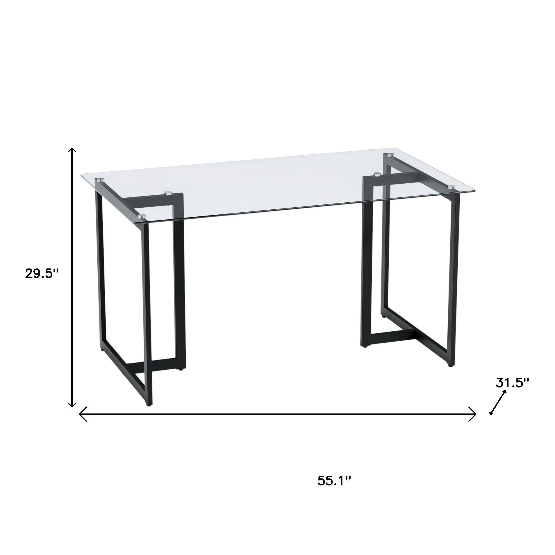 55" Clear And Black Glass And Metal Dining Table-6