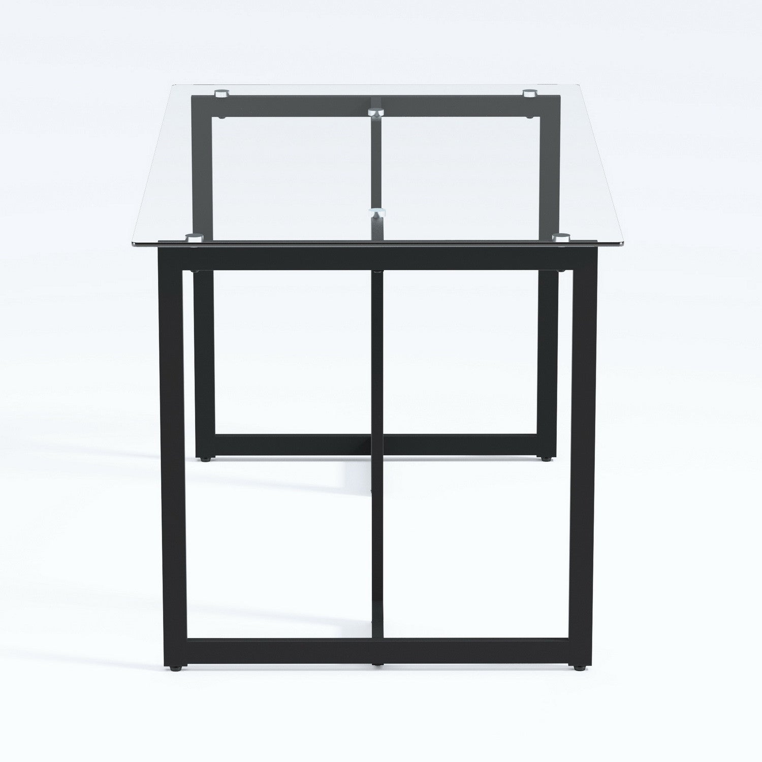 55" Clear And Black Glass And Metal Dining Table-2