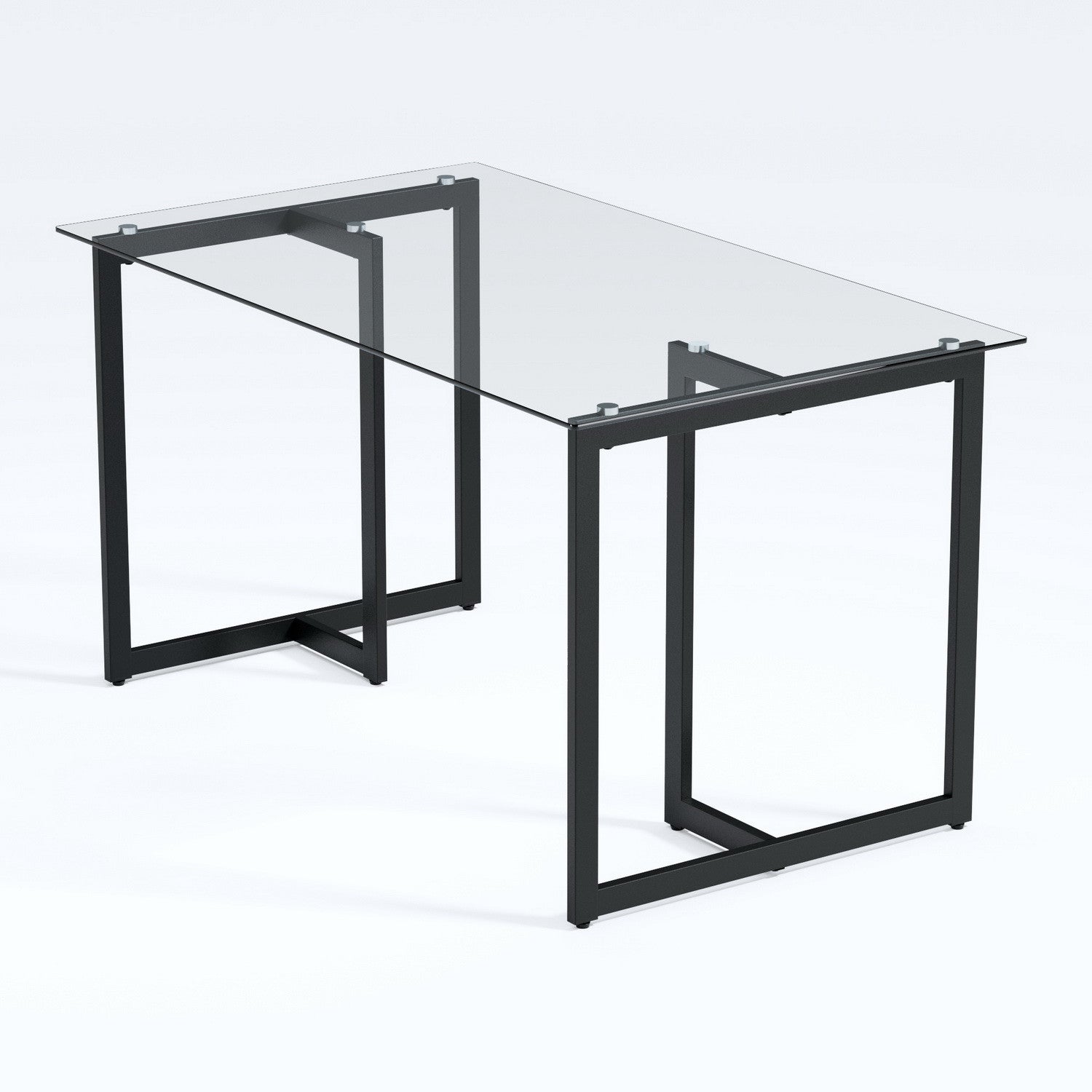 55" Clear And Black Glass And Metal Dining Table-4