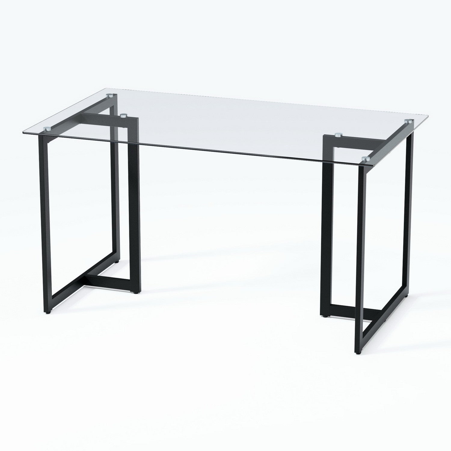 55" Clear And Black Glass And Metal Dining Table-3