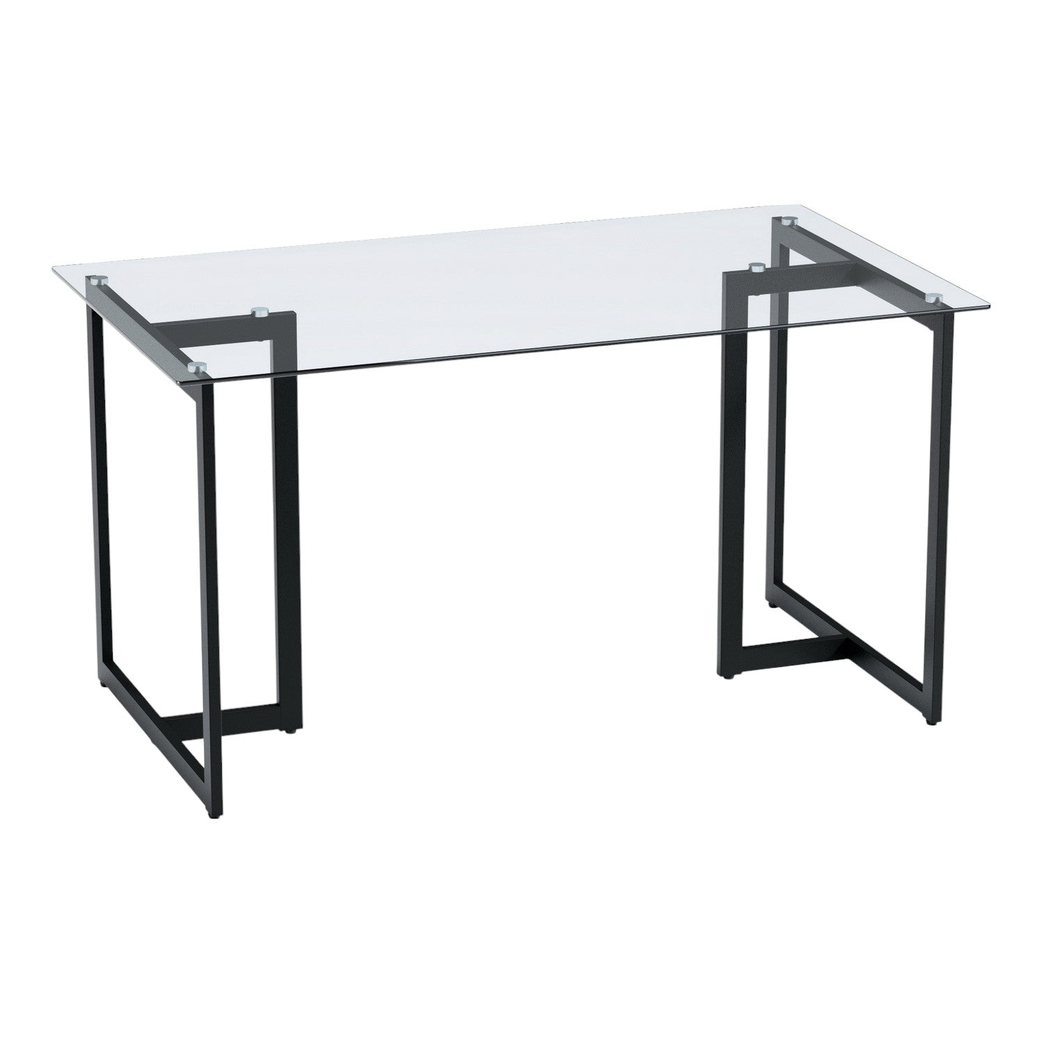 55" Clear And Black Glass And Metal Dining Table-0