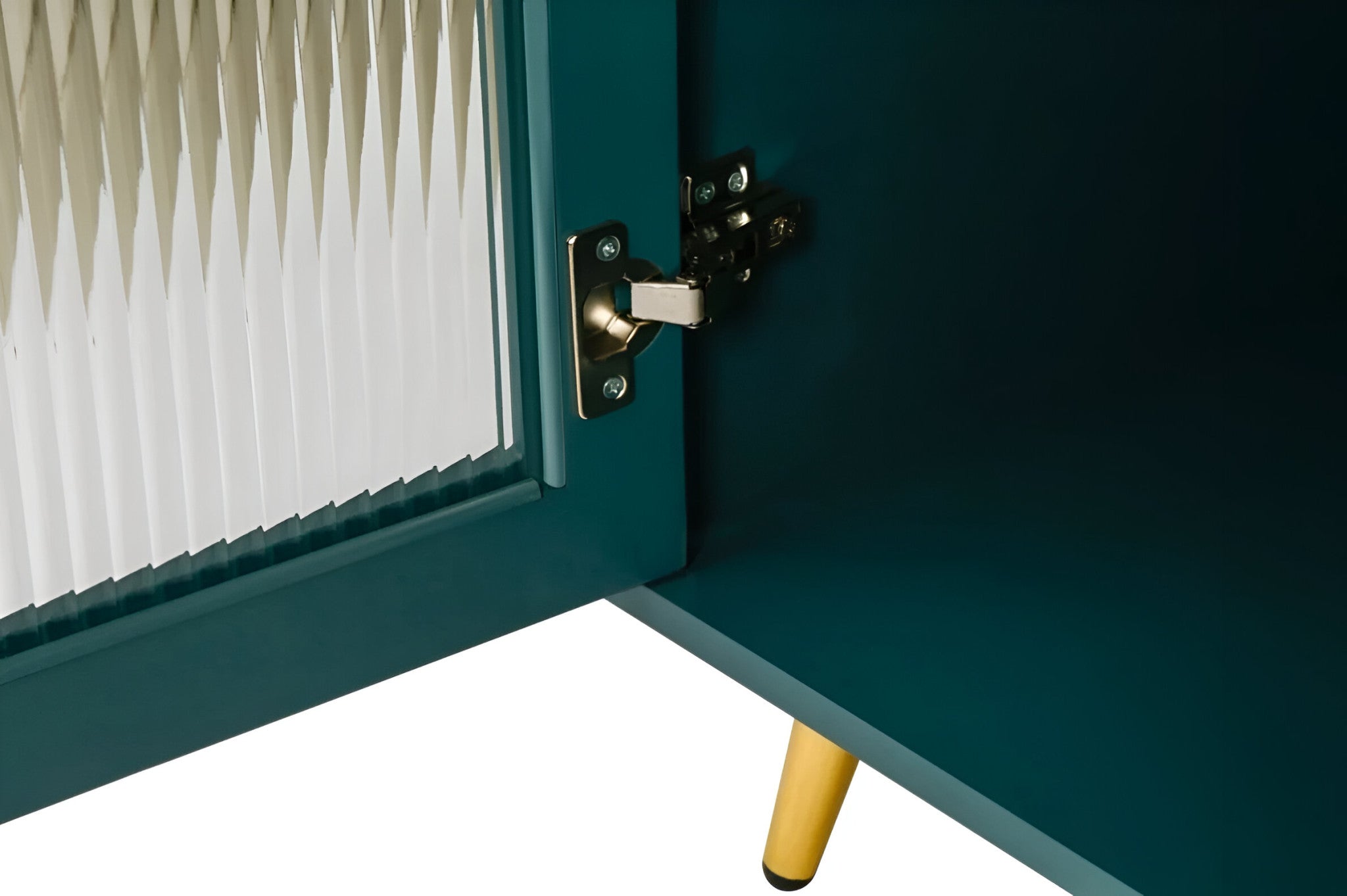 60" Teal Blue Ribbed Texture Sideboard with Four Doors-7